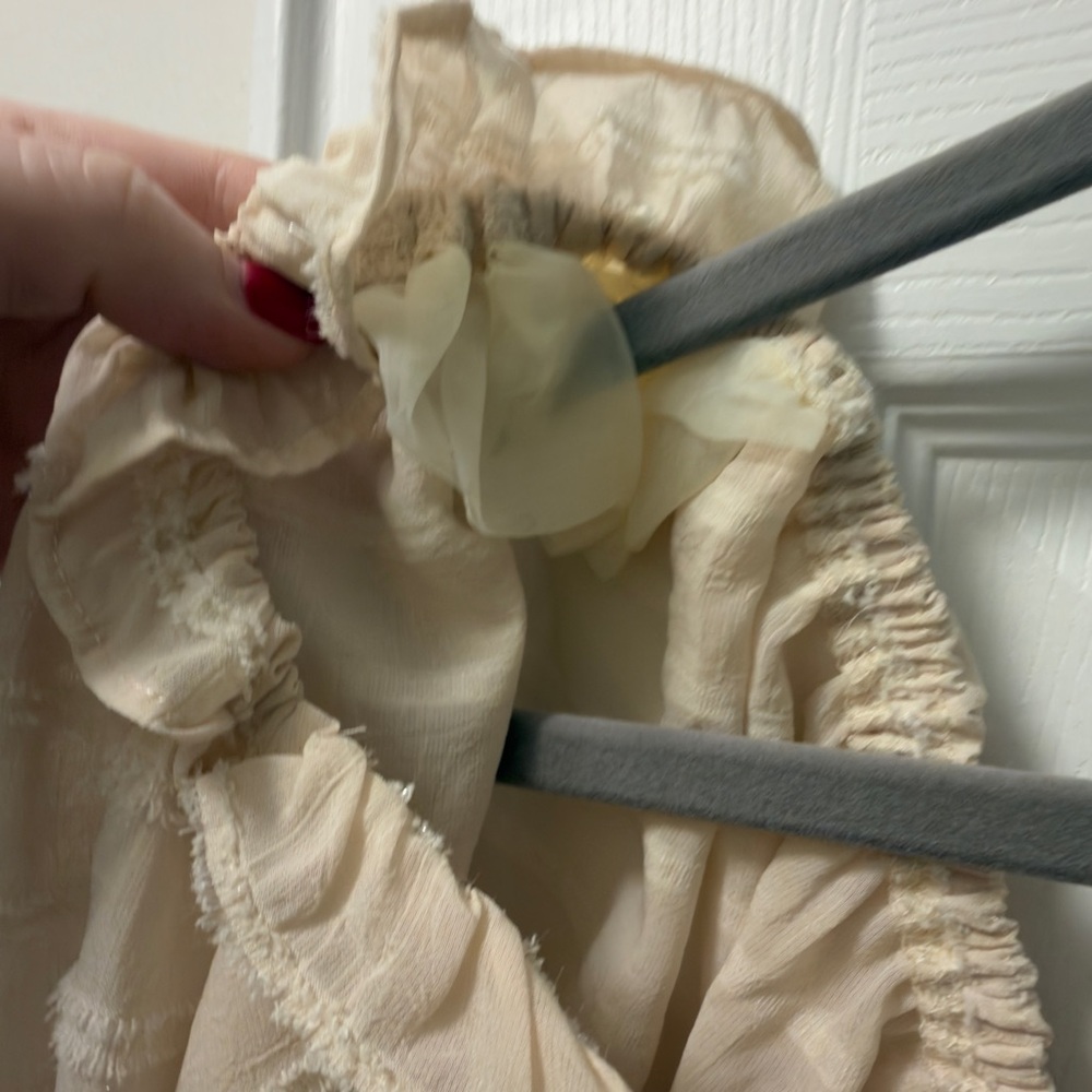 Astr Cream Striped Ruffle Blouse - Picture 7 of 7